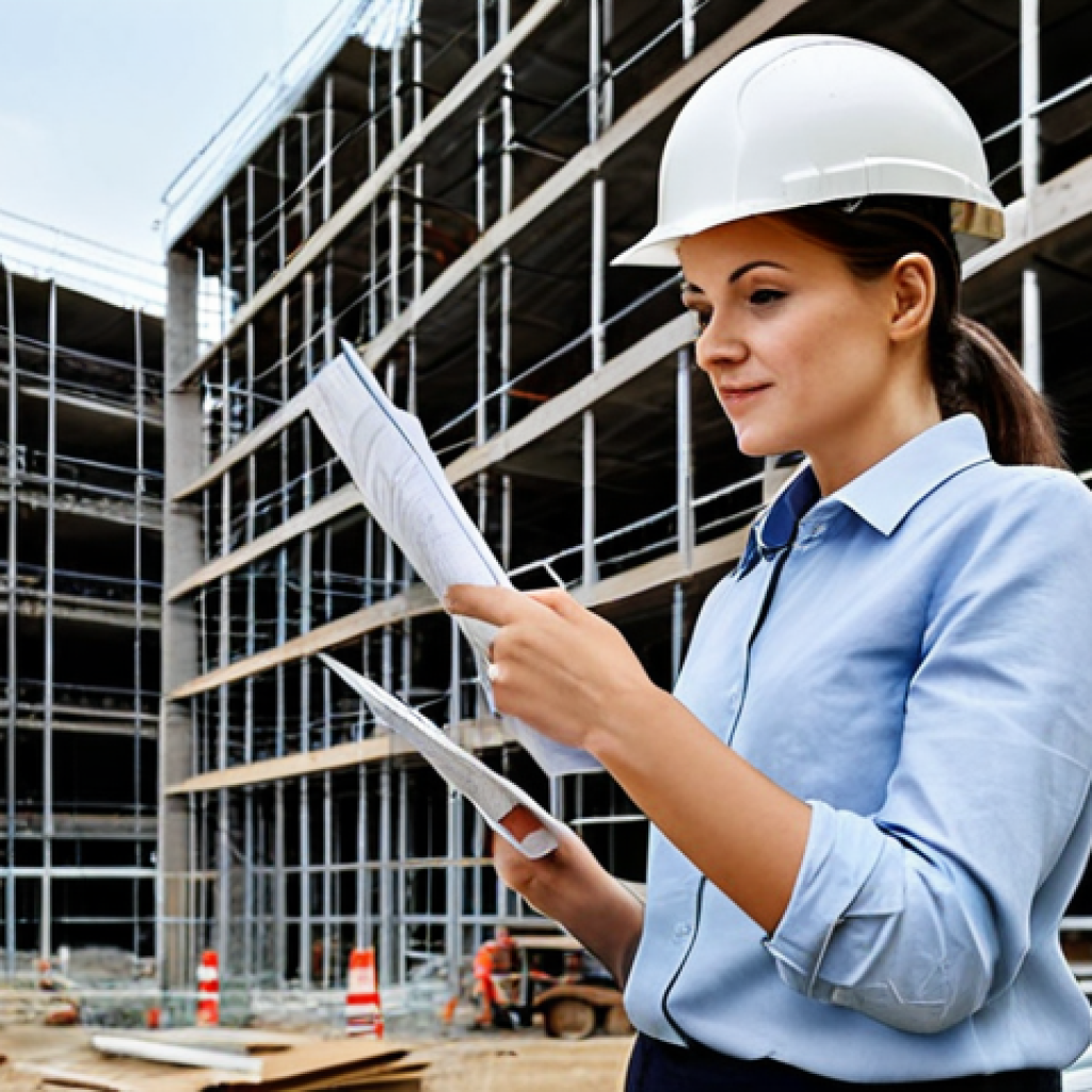 **

"A professional female architect, fully clothed in a stylish but modest business casual outfit, is reviewing blueprints on a construction site in Berlin. The background shows a modern building under construction with scaffolding and construction workers. Safe for work, appropriate content, professional setting, perfect anatomy, natural pose, well-formed hands, proper finger count, natural body proportions, family-friendly."

**