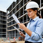 **

"A professional female architect, fully clothed in a stylish but modest business casual outfit, is reviewing blueprints on a construction site in Berlin. The background shows a modern building under construction with scaffolding and construction workers. Safe for work, appropriate content, professional setting, perfect anatomy, natural pose, well-formed hands, proper finger count, natural body proportions, family-friendly."

**