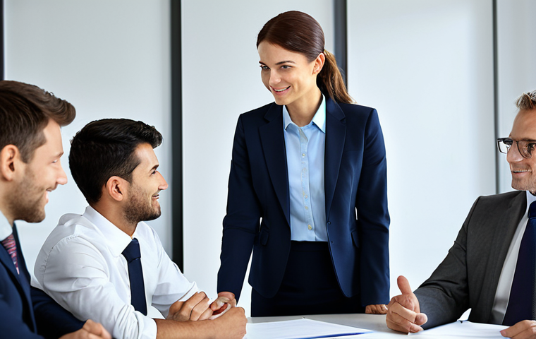 Situational Leadership in Action**
"A diverse team of professionals collaborating in a modern office setting. The team lead, a confident woman in a modest business suit, is actively listening to a team member, showing empathy. Natural lighting, focus on positive interaction. Safe for work, appropriate content, fully clothed, professional, perfect anatomy, natural proportions, well-formed hands. Family-friendly, high quality."
**