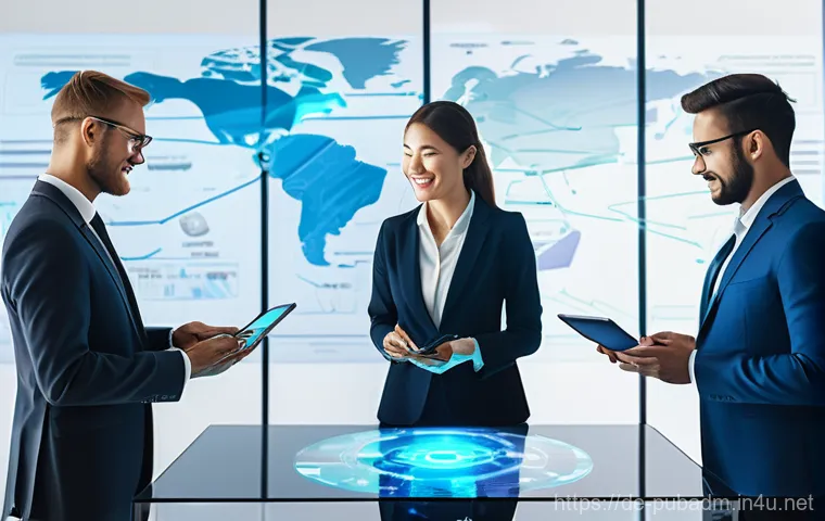 행정의 글로벌화 - **Prompt for Globalized and Digitalized Administration:**
    "A bright, modern administrative offic...