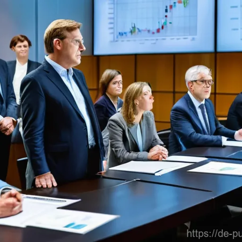 정책 우선순위와 관리 - **Prompt:** A diverse group of German politicians, including men and women of various ages, professi...