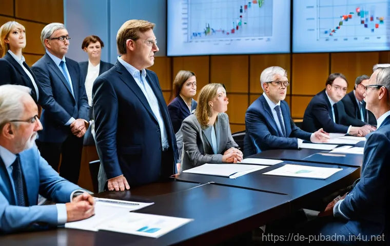 정책 우선순위와 관리 - **Prompt:** A diverse group of German politicians, including men and women of various ages, professi...