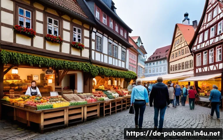 공공행정학과 정책학 - **Prompt:** "A charming, sun-drenched German town square during a weekly market. Vendors in traditio...