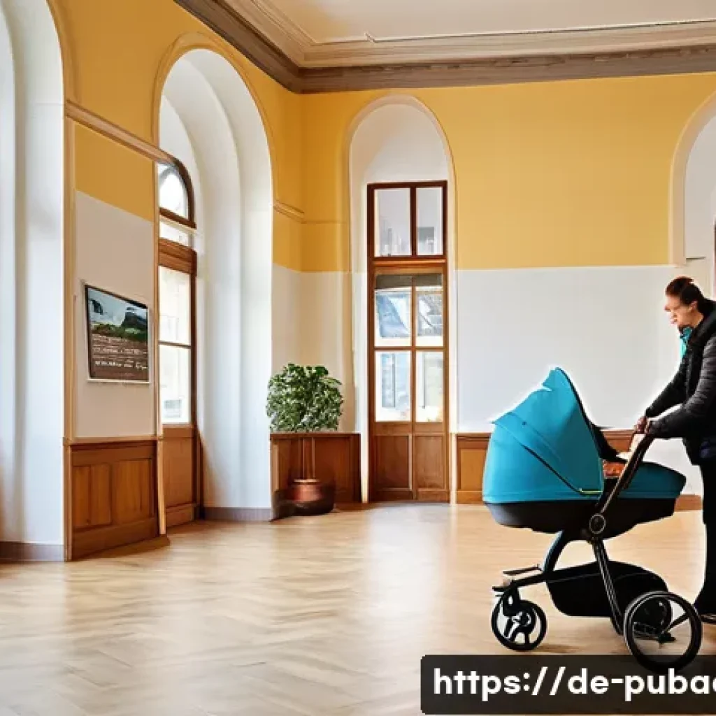 지방자치와 중앙정부 - **Prompt:** A vibrant and modern German "B&uuml;rgeramt" (citizen's office) within a beautifully renovate...