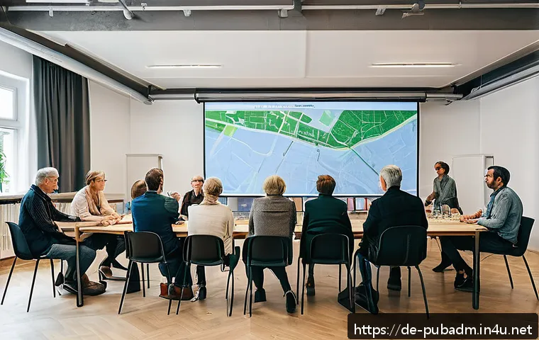 공공정책을 위한 전략적 접근 - A diverse group of German citizens gathered in a modern Berlin community center for a city developme...